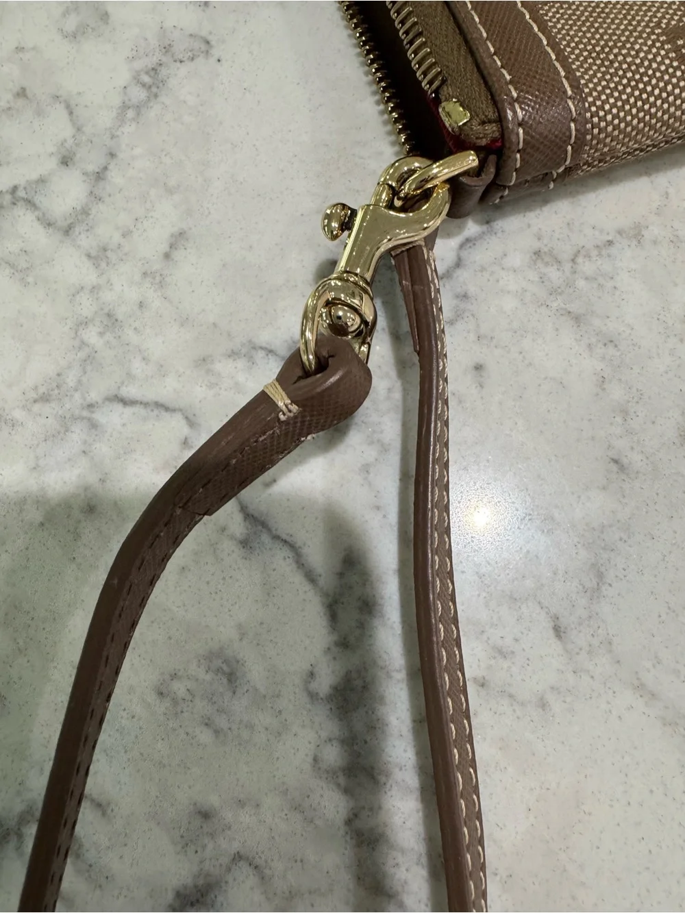 Dooney & Bourke signature monogram large wristlet in khaki brown canvas NWOT